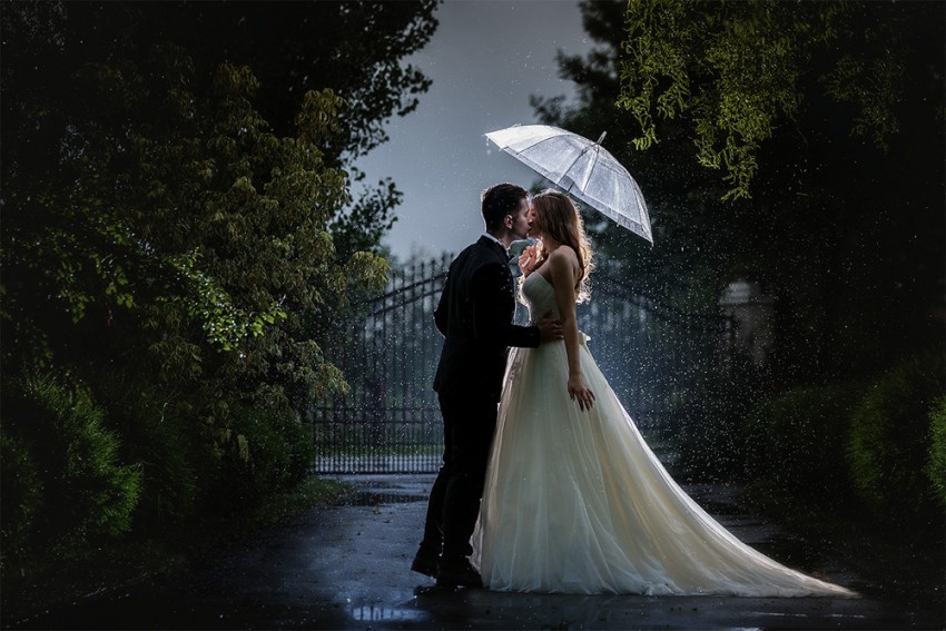 Hochzeitsinspiration-Brautpaarshooting im Regen