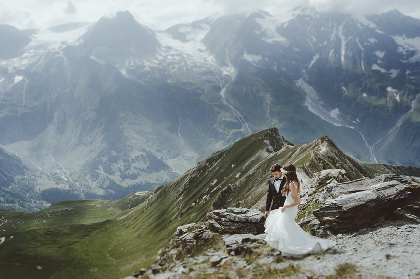 Hochzeitsinspiration-Brautpaarshooting in den Alpen