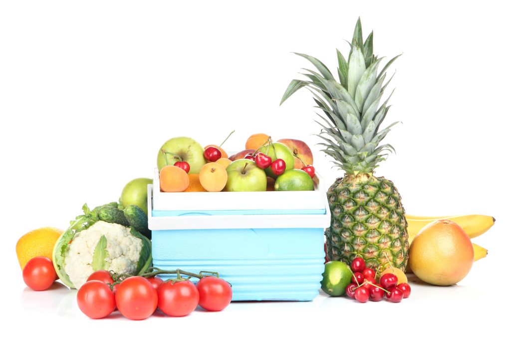 kompressor-kuehlbox mit Obst